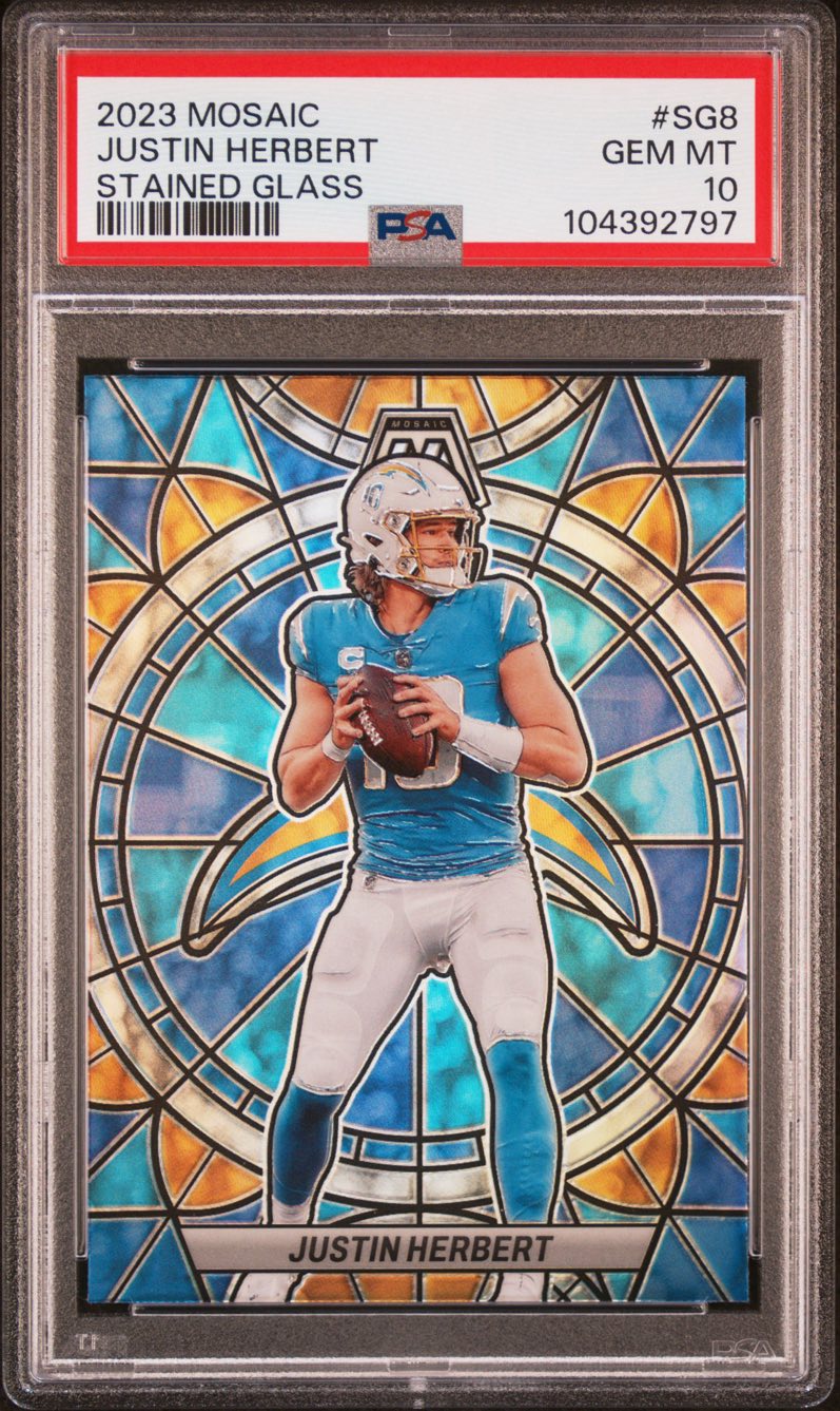 Justin Herbert — 2023 Mosaic Stained Glass, graded PSA 10