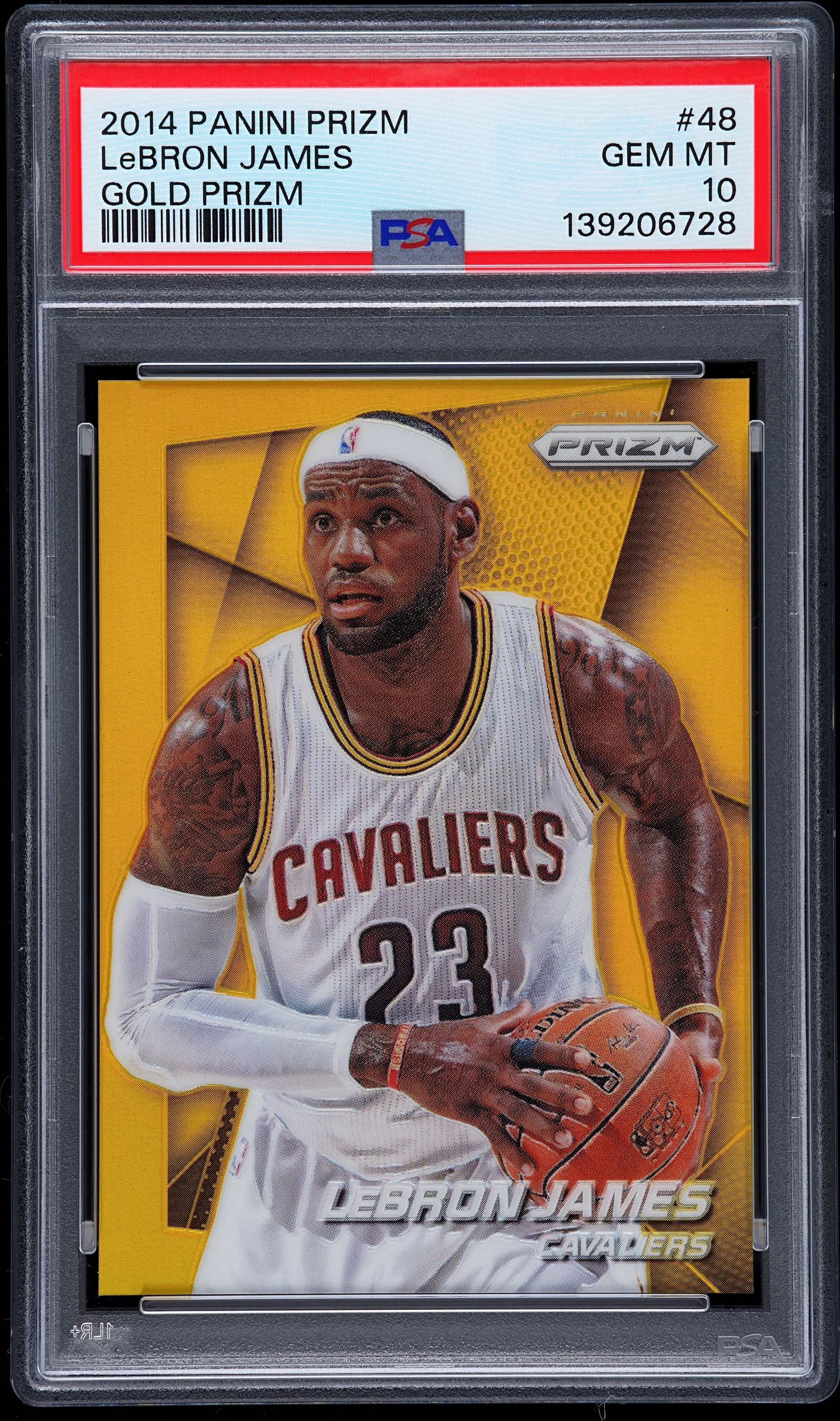 LeBron James — 2014 Prizm Gold /10, graded PSA 10