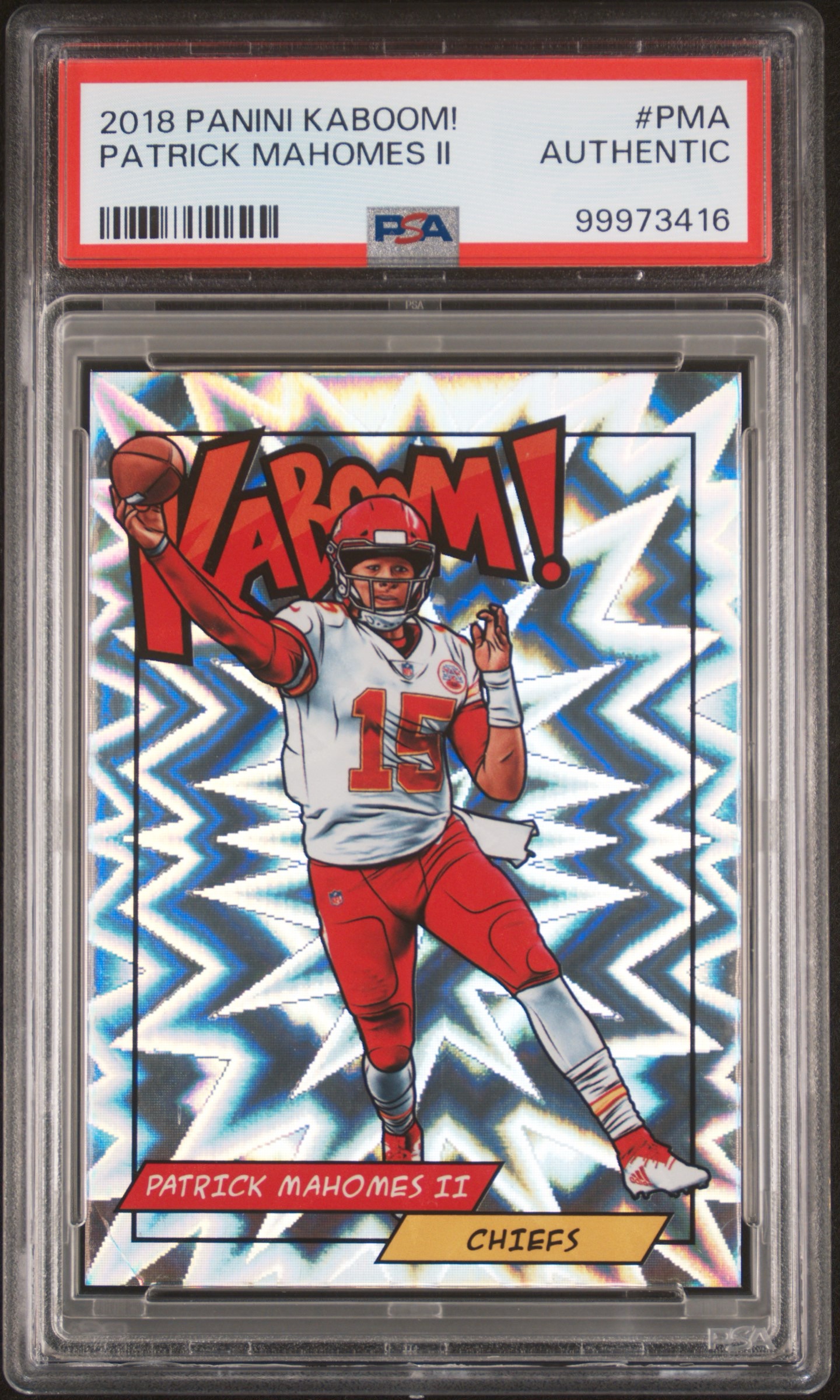 Patrick Mahomes — 2018 Panini Kaboom!, graded PSA Authentic